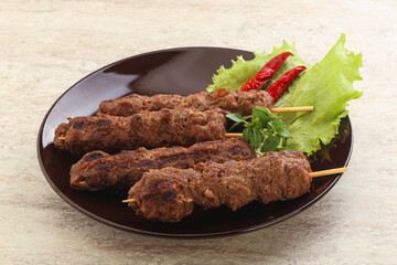 Beef kebab skewer minced meat