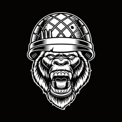 gorilla soldier vector illustration