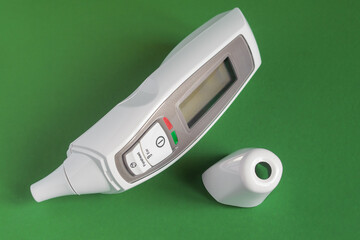 Infrared Forehead and Ear Thermometer for Baby, Adults, Hospital with Fever Alarm isolated with the...