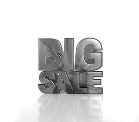 Big sale 3d rendering for promotion web ad banner, grey color and light effect