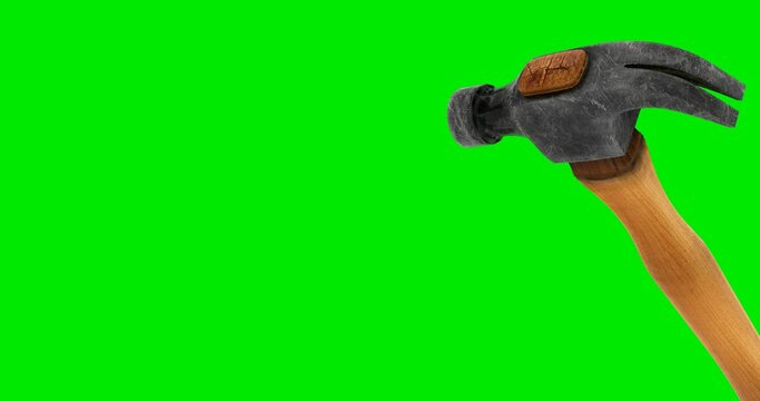 Animated Hammer with Green Screen Background Chroma Key Loop 60FPS UHD 4K