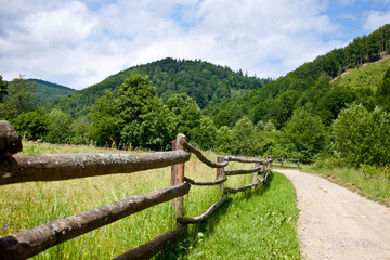 Fence along the road in the mountains