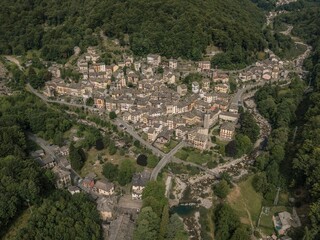Fototapeta na wymiar Rosazza Panoramic View, Drone shot Italy, Biella