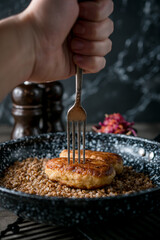 buckwheat porridge with meatballs