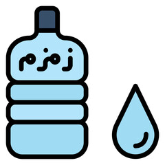 Zam zam water galloon filled line color icon. Can be used for digital product, presentation, print design and more.