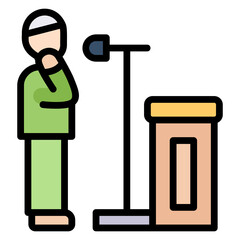 Adzan People man filled line color icon. Can be used for digital product, presentation, print design and more.