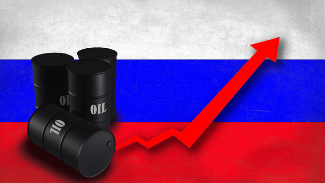 Tensions between Russia and Ukraine have led to a continued spike in global oil prices, Oil storage barrel 3D concept, Russian oil