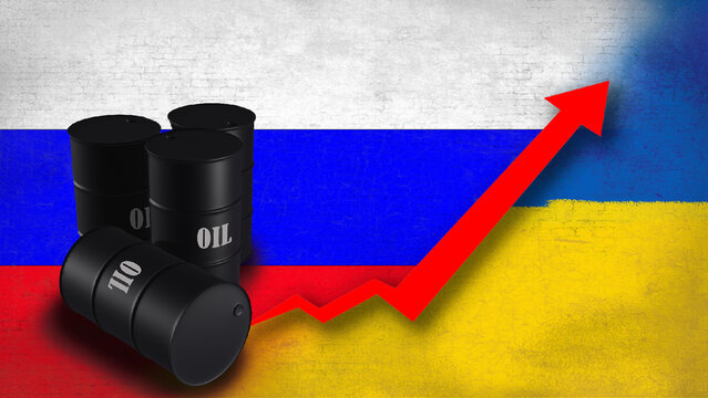 Tensions between Russia and Ukraine have led to a continued spike in global oil prices, Oil storage barrel 3D, Russian oil, Ukraine oil