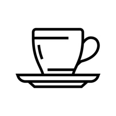teacup with plate line icon vector. teacup with plate sign. isolated contour symbol black illustration