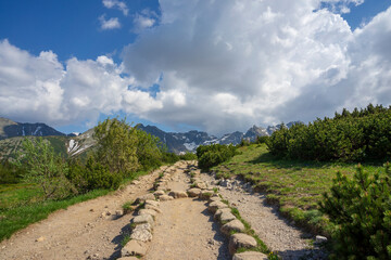 Tourist trail towards the Gasienicowa Valley. Tatra Mountains.