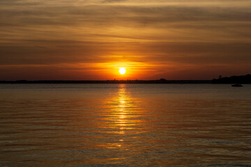 Sunset over Zegrze Lake.