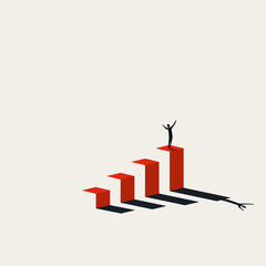 Business success and victory vector concept. Symbol of ambition, investment, successful people. Minimal illustration - 491681926