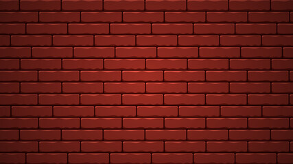 Red cartoon brick wall realistic design background. Cartoon red brick 3d background design template. Vector illustration.