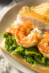 Homemade Southern Shrimp Po Boy Sandwich