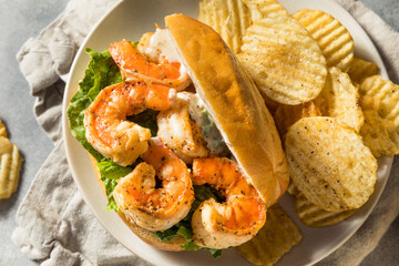 Homemade Southern Shrimp Po Boy Sandwich