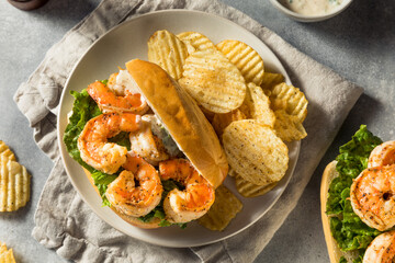 Homemade Southern Shrimp Po Boy Sandwich