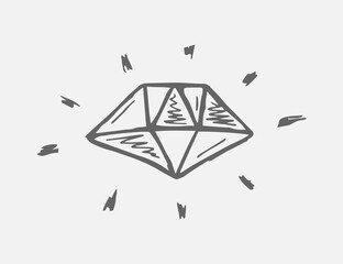The diamond is hand drawn. Graphic vector illustration.