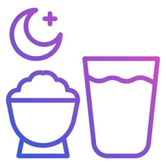 Suhoor line gradient icon. Can be used for digital product, presentation, print design and more.
