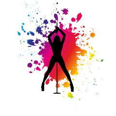 Obraz premium Stripper silhouette.Pole dancer silhouette.Sexy stripper girl silhouette.Striptease dancer silhouette