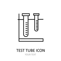 Outline drawing of test tube. Vector drawing.