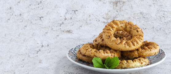 Traditional typical homemade Ramadan kaak sweets © Eduardo Lopez