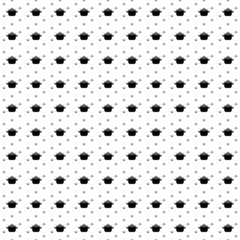 Square seamless background pattern from geometric shapes are different sizes and opacity. The pattern is evenly filled with big black pot symbols. Vector illustration on white background