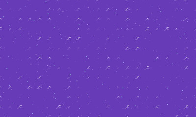 Seamless background pattern of evenly spaced white Ski jumping symbols of different sizes and opacity. Vector illustration on deep purple background with stars
