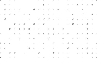 Seamless background pattern of evenly spaced black demiboy symbols of different sizes and opacity. Vector illustration on white background