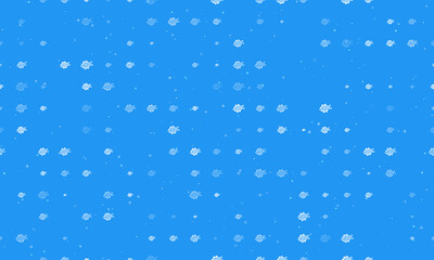 Naklejka na ściany i meble Seamless background pattern of evenly spaced white digital tech symbols of different sizes and opacity. Vector illustration on blue background with stars