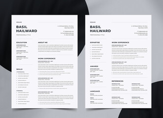 Fototapeta na wymiar Minimalist Resume and Cover Letter Set. CV Template