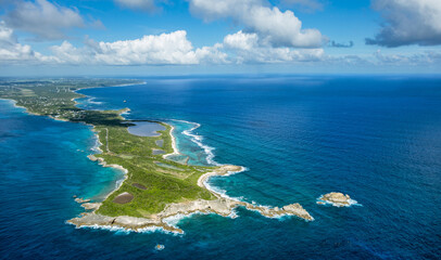 Fototapeta na wymiar Aerial view of Grande-Terre, Guadeloupe, Lesser Antilles, Caribbean.