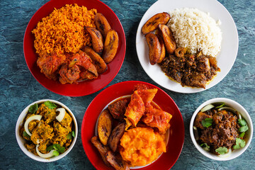 Nigerian food flat lay composition