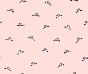 Flying arrows  seamless pattern. Happy valentines day. Doodle