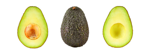 Avocado collection isolated on white background