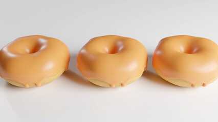 3d rendered cartoon donuts white background