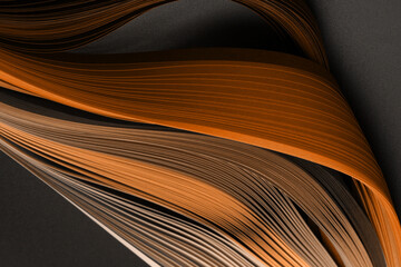 Color strip wave paper. Abstract texture brown horizontal background.