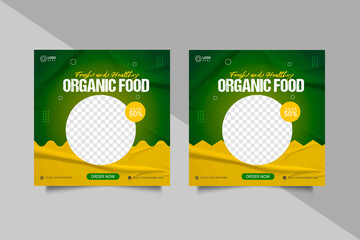 Organic  food social media banner post template