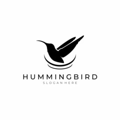Hummingbird silhouette logo design inspiration. Hummingbird logo template. Vector Illustration