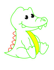 Coloring book of cute crocodile on white background