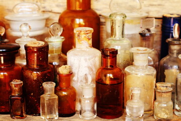 Antique Medicine Bottles, 1800s Victorian Era - 491693730