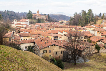 Fototapeta premium Aerial view of Castiglione Olona and its beautiful Collegiate Church