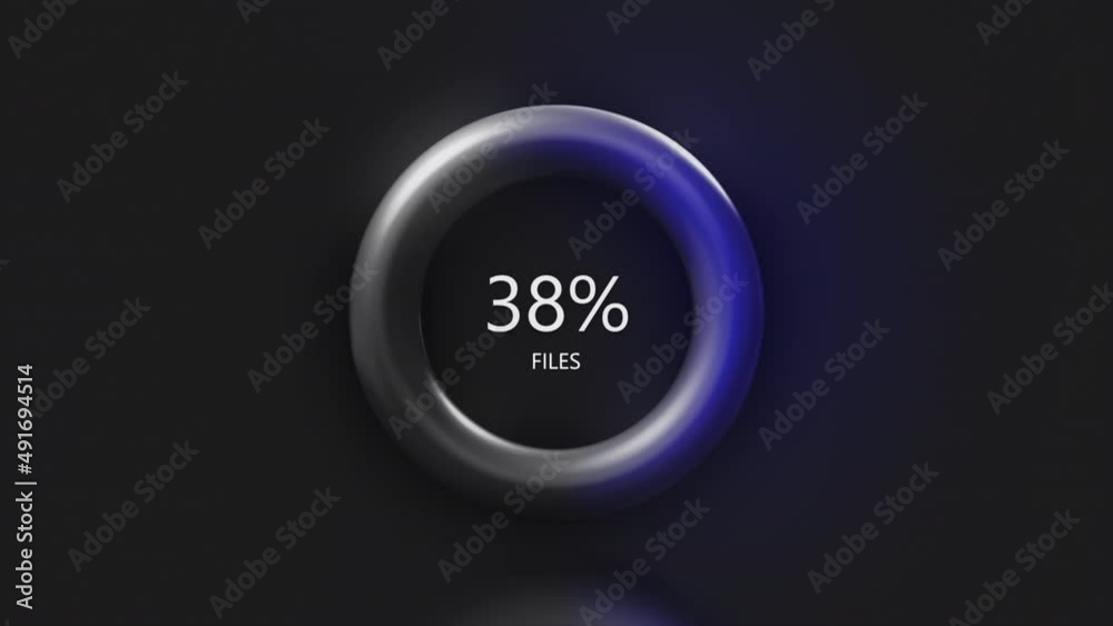 Aufkleber ring with percentages of file downloads. motion. 3d animation of software interface during loading. 