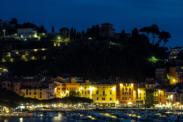 Fototapeta na wymiar Lerici after sunset, Italy