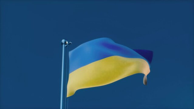 Ukraine 3d animation waving flag for background news web and media. High quality 4k footage