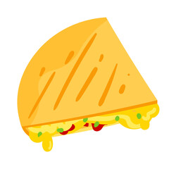 Vector illustration of a piece of mexican tasty quesadilla. Mexican Quesadilla illustration isolated on white