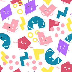 Seamless pattern with funny cartoon characters