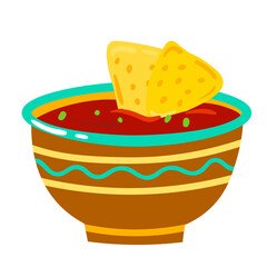  Vector illustration of mexican salsa sauce with nachos
