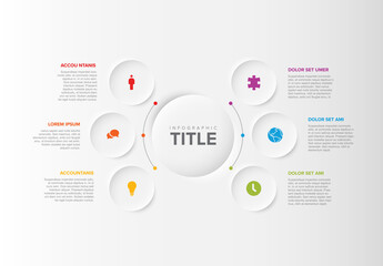 Obraz premium Multipurpose Infographic template with six elements around big button