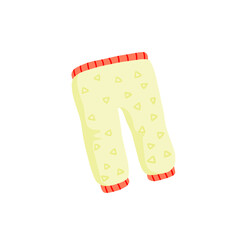 Baby pants. Infant clothes and pajamas with pattern. Cartoon illustration