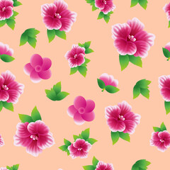 Fototapeta premium Hibiscus seamless pattern. this pattern is suitable for textiles, blankets, bedding, wallpapers, draperies, blankets and covers, gift wrapping